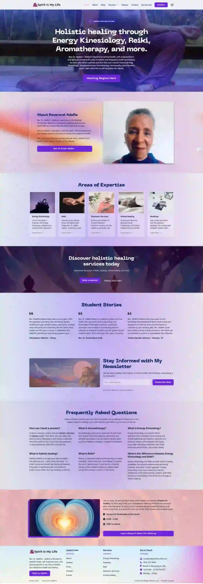 screenshot of the website design of spiritismylife.com